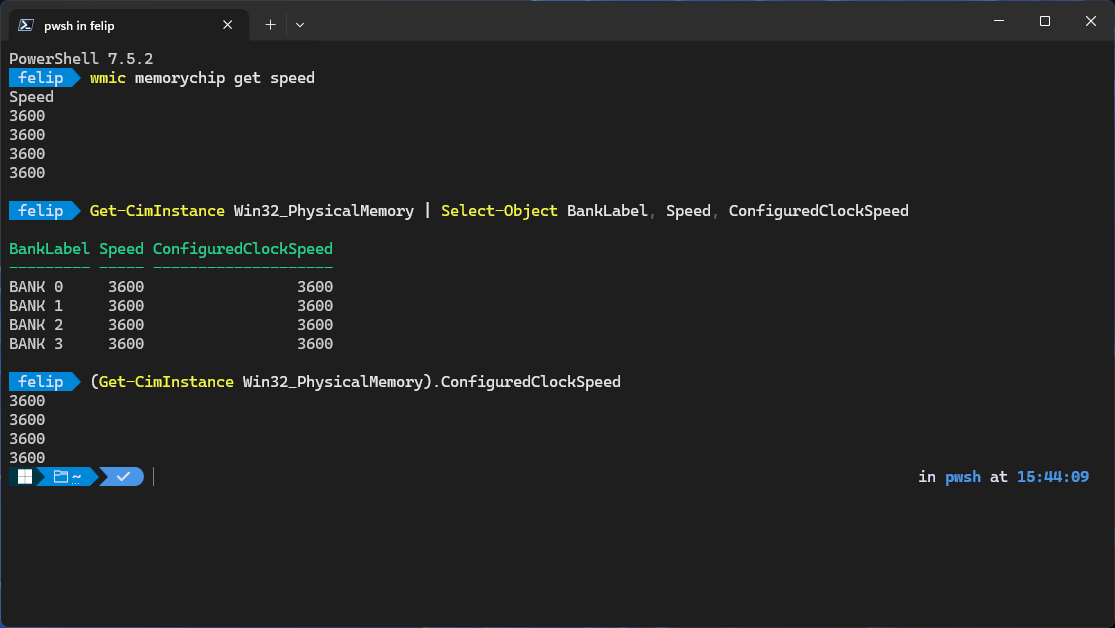 Screenshot of a Terminal window showing both the old and new commands returning the same results.